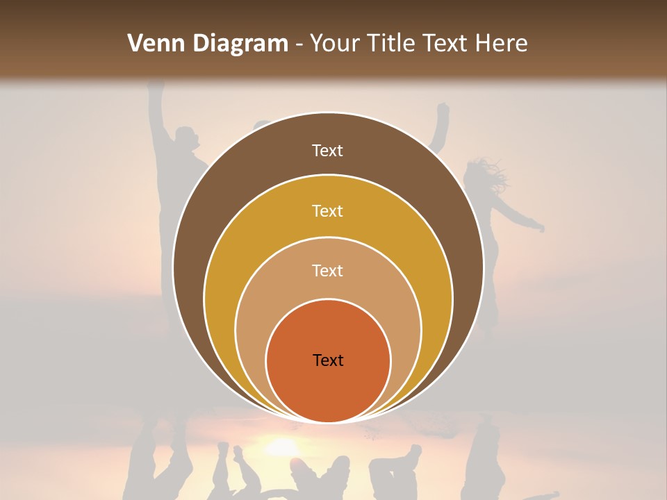 A Group Of People Jumping In The Air At Sunset PowerPoint Template