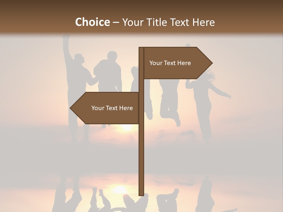 A Group Of People Jumping In The Air At Sunset PowerPoint Template