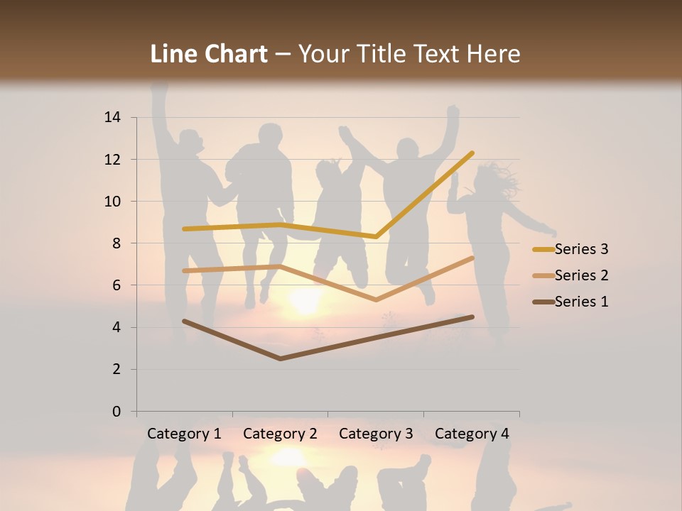A Group Of People Jumping In The Air At Sunset PowerPoint Template
