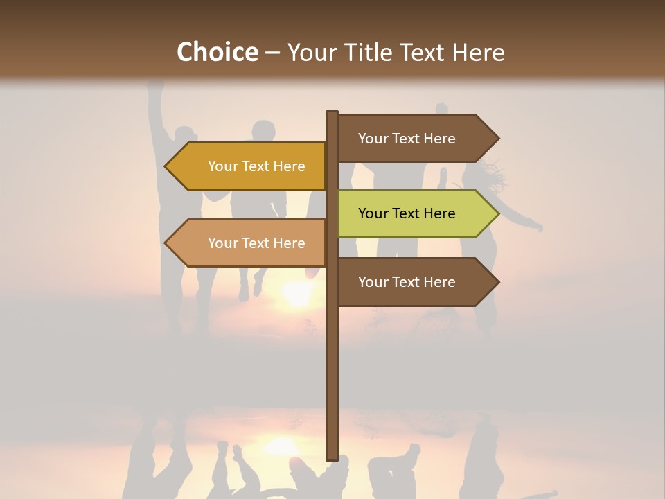 A Group Of People Jumping In The Air At Sunset PowerPoint Template