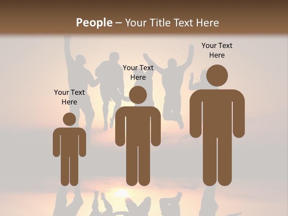 A Group Of People Jumping In The Air At Sunset PowerPoint Template
