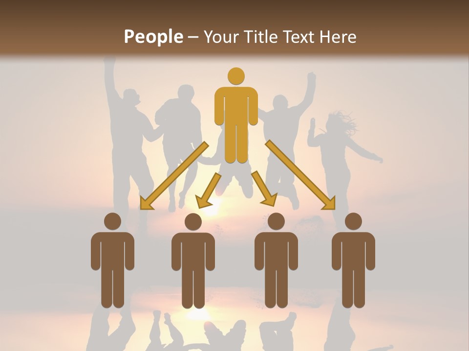 A Group Of People Jumping In The Air At Sunset PowerPoint Template