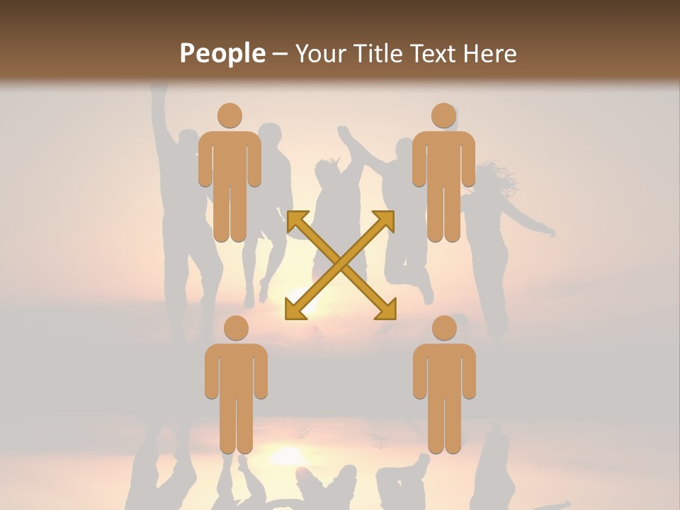 A Group Of People Jumping In The Air At Sunset PowerPoint Template