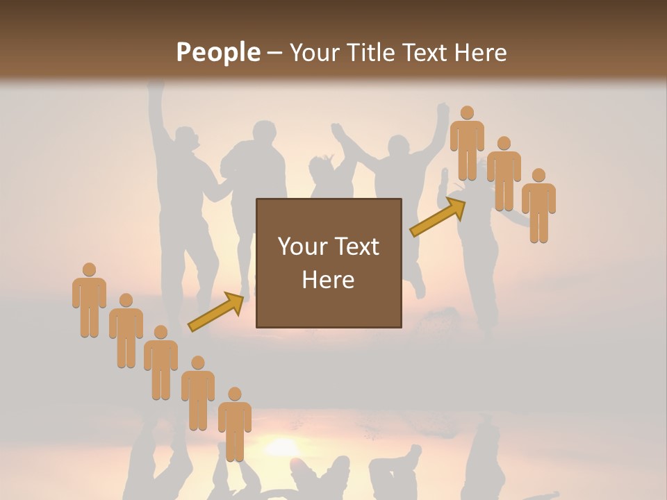 A Group Of People Jumping In The Air At Sunset PowerPoint Template