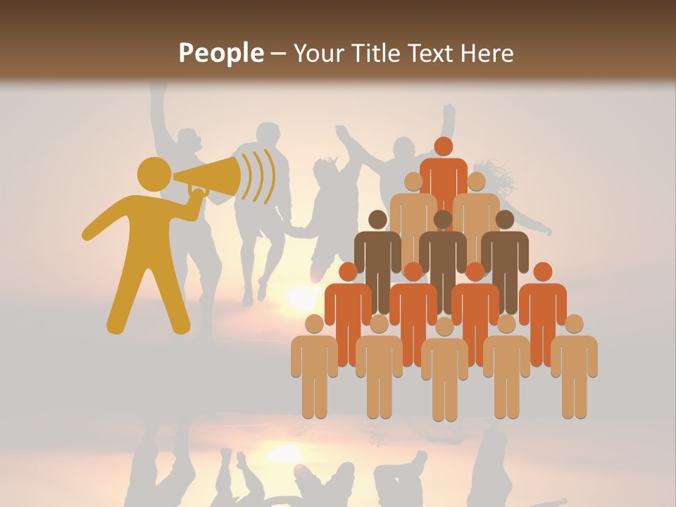 A Group Of People Jumping In The Air At Sunset PowerPoint Template