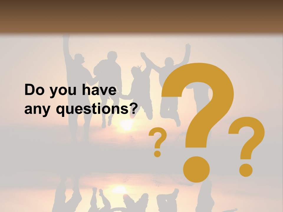 A Group Of People Jumping In The Air At Sunset PowerPoint Template