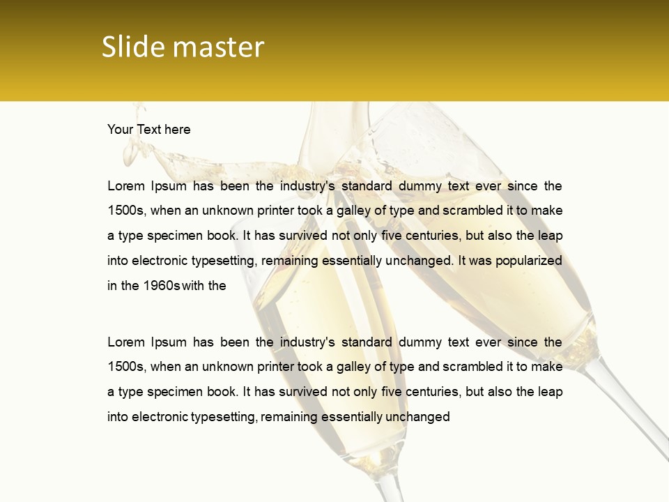 Two Glasses Of Champagne Being Filled With Liquid PowerPoint Template