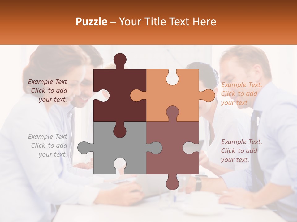 A Group Of Business People Looking At A Laptop PowerPoint Template