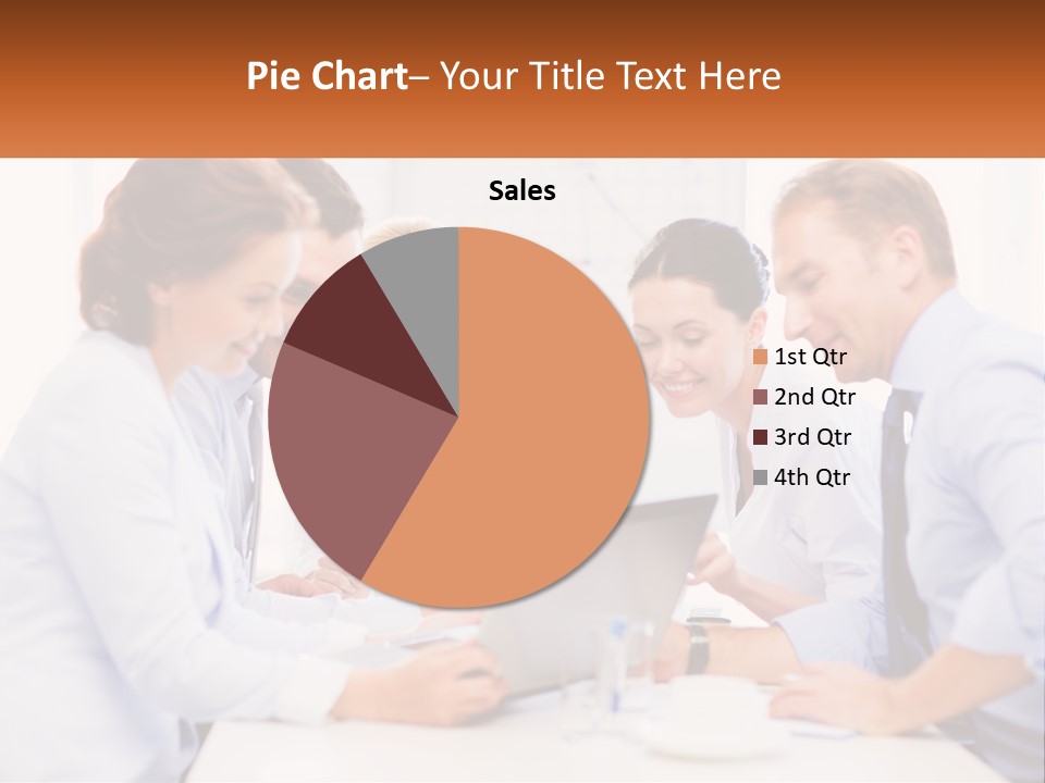 A Group Of Business People Looking At A Laptop PowerPoint Template