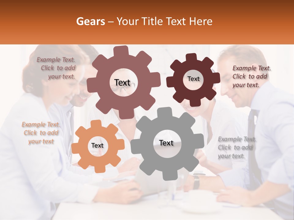 A Group Of Business People Looking At A Laptop PowerPoint Template