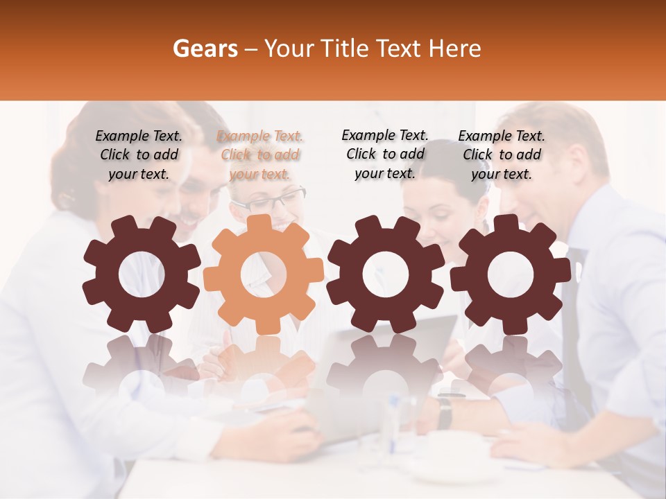 A Group Of Business People Looking At A Laptop PowerPoint Template