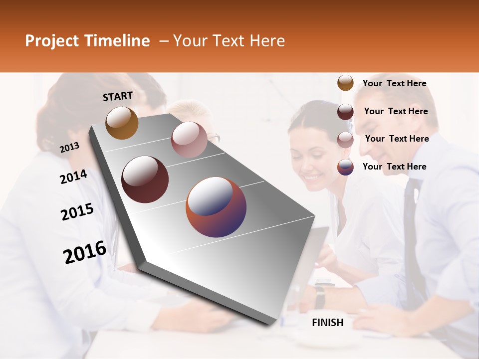 A Group Of Business People Looking At A Laptop PowerPoint Template