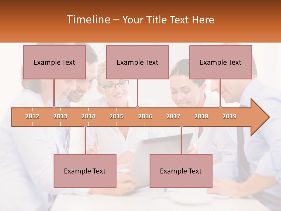 A Group Of Business People Looking At A Laptop PowerPoint Template