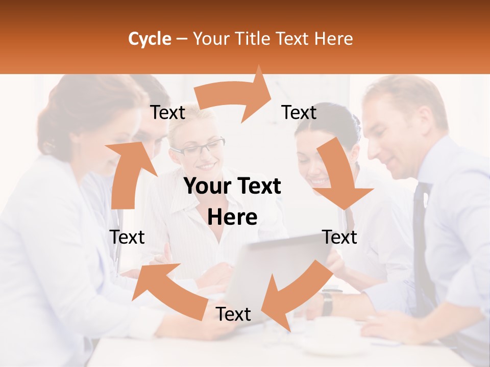 A Group Of Business People Looking At A Laptop PowerPoint Template