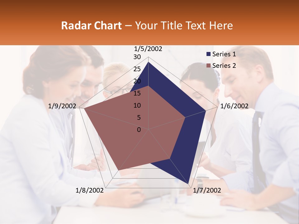 A Group Of Business People Looking At A Laptop PowerPoint Template