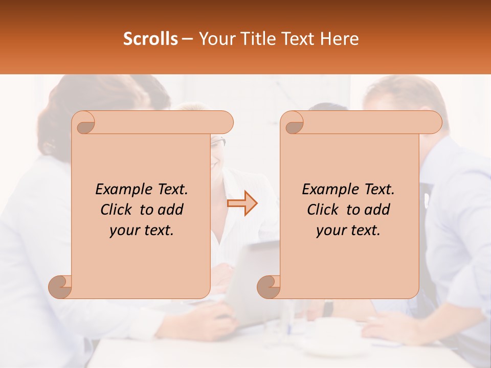 A Group Of Business People Looking At A Laptop PowerPoint Template