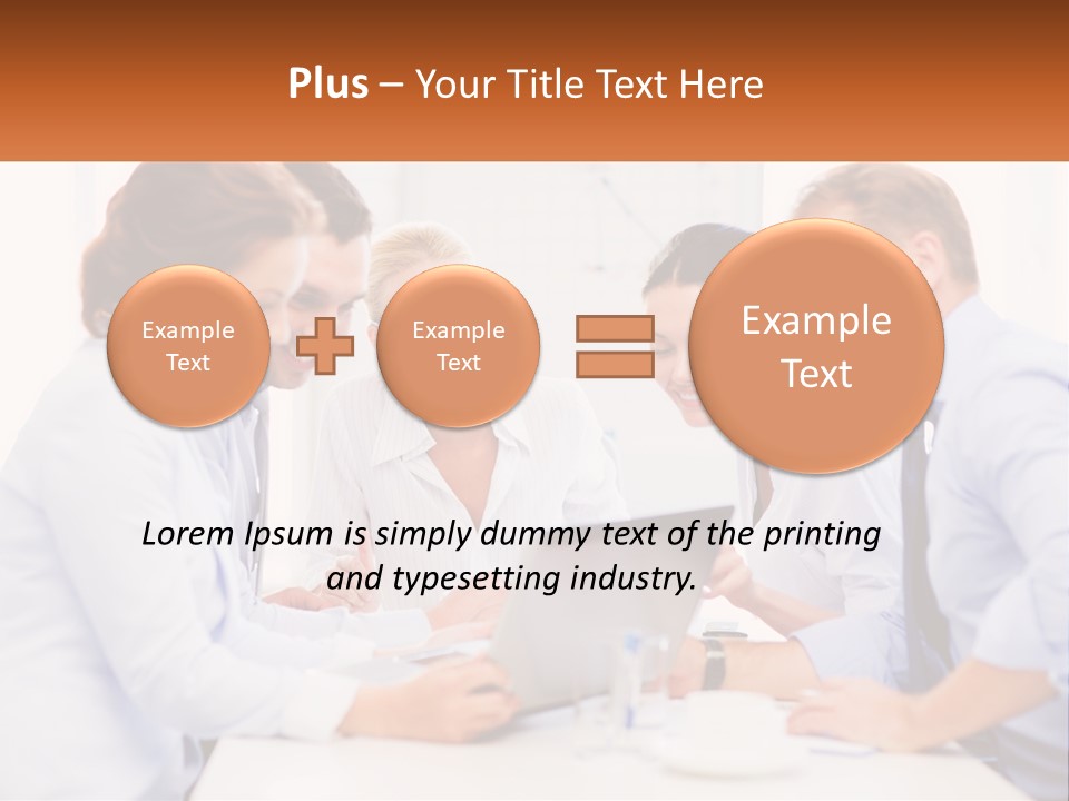 A Group Of Business People Looking At A Laptop PowerPoint Template