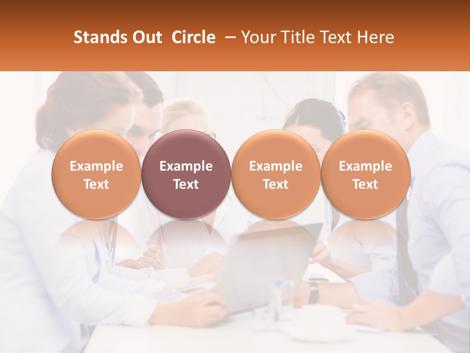 A Group Of Business People Looking At A Laptop PowerPoint Template