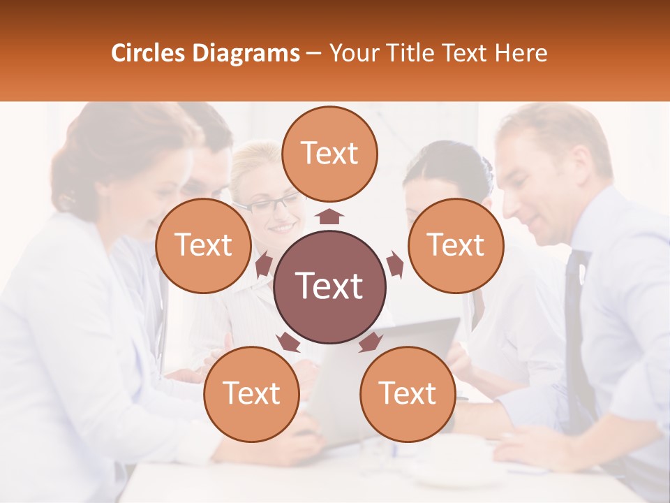 A Group Of Business People Looking At A Laptop PowerPoint Template