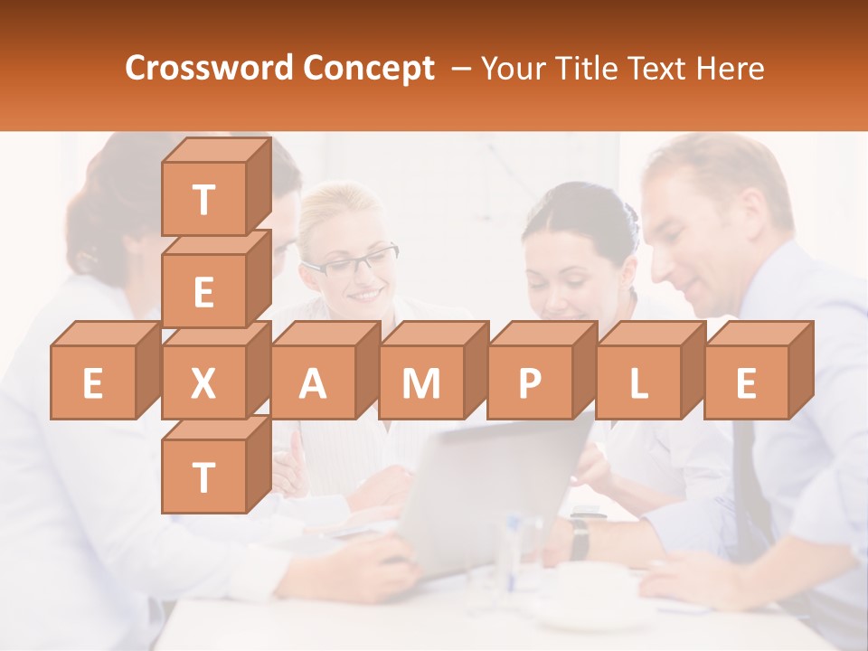 A Group Of Business People Looking At A Laptop PowerPoint Template