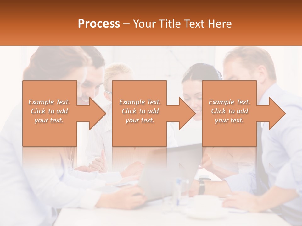A Group Of Business People Looking At A Laptop PowerPoint Template