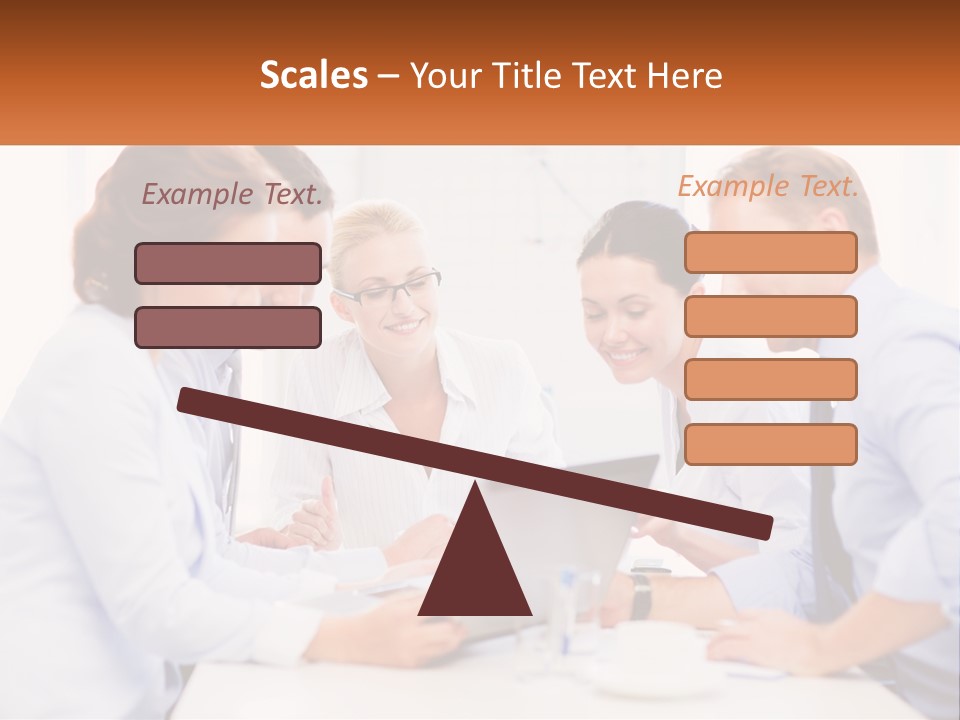 A Group Of Business People Looking At A Laptop PowerPoint Template