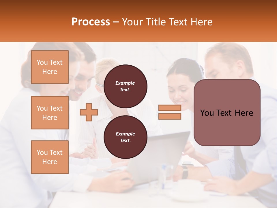 A Group Of Business People Looking At A Laptop PowerPoint Template