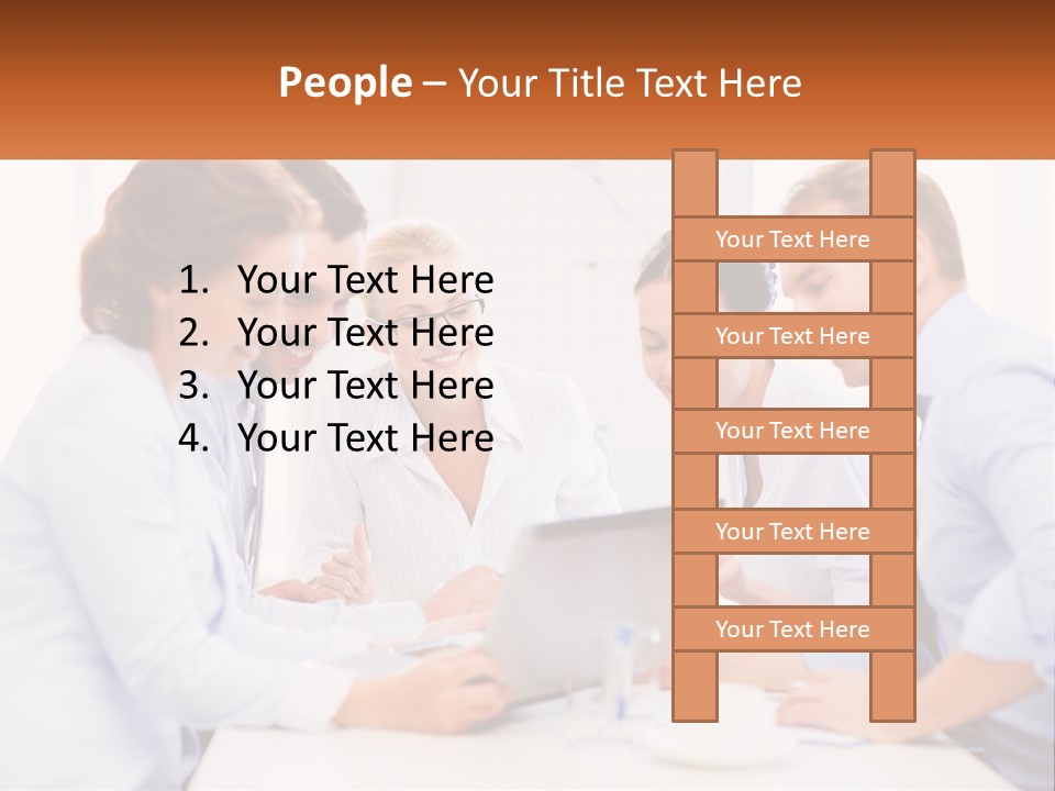 A Group Of Business People Looking At A Laptop PowerPoint Template