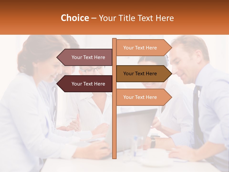 A Group Of Business People Looking At A Laptop PowerPoint Template