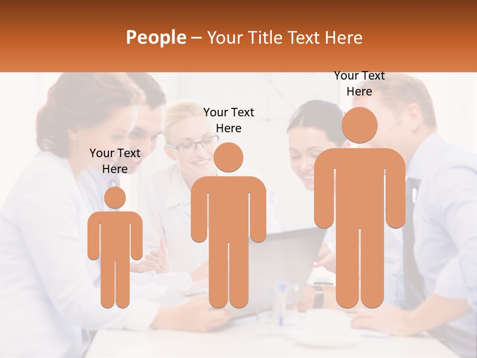 A Group Of Business People Looking At A Laptop PowerPoint Template