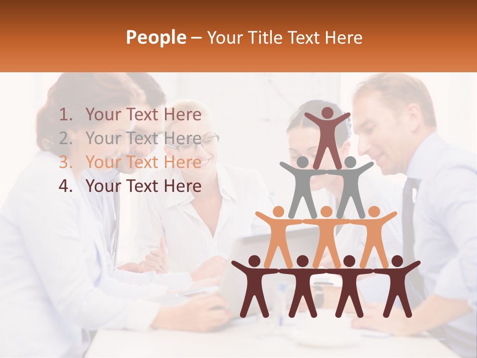 A Group Of Business People Looking At A Laptop PowerPoint Template