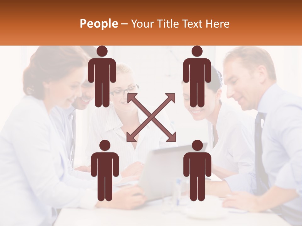 A Group Of Business People Looking At A Laptop PowerPoint Template