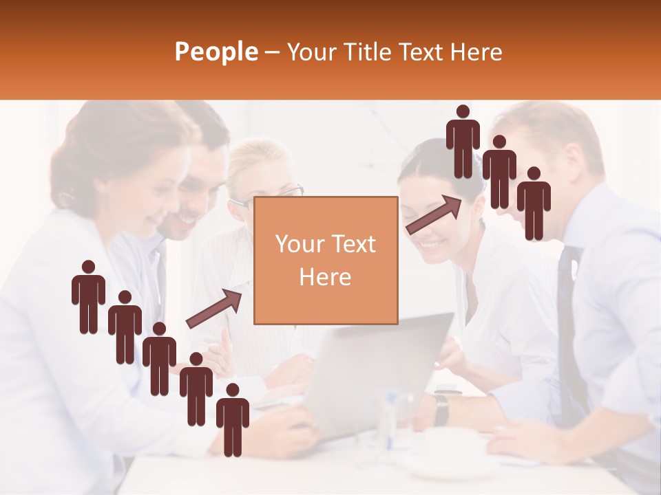 A Group Of Business People Looking At A Laptop PowerPoint Template