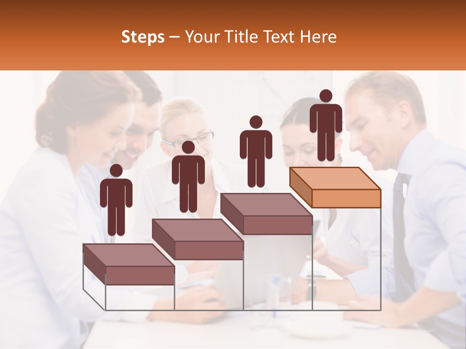 A Group Of Business People Looking At A Laptop PowerPoint Template