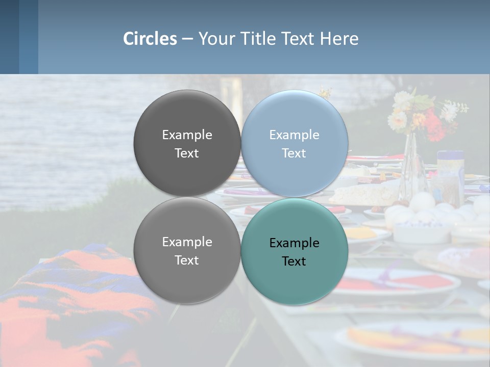 A Long Table With Plates On It With A Lake In The Background PowerPoint Template