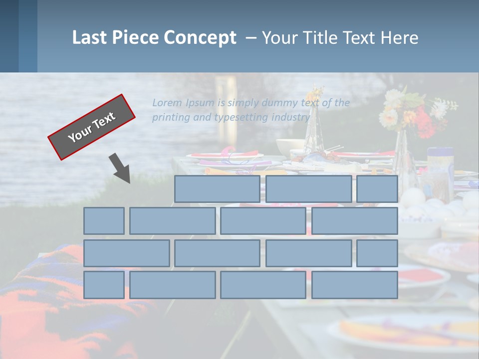 A Long Table With Plates On It With A Lake In The Background PowerPoint Template