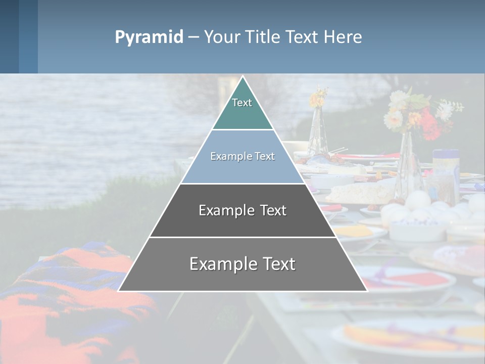 A Long Table With Plates On It With A Lake In The Background PowerPoint Template