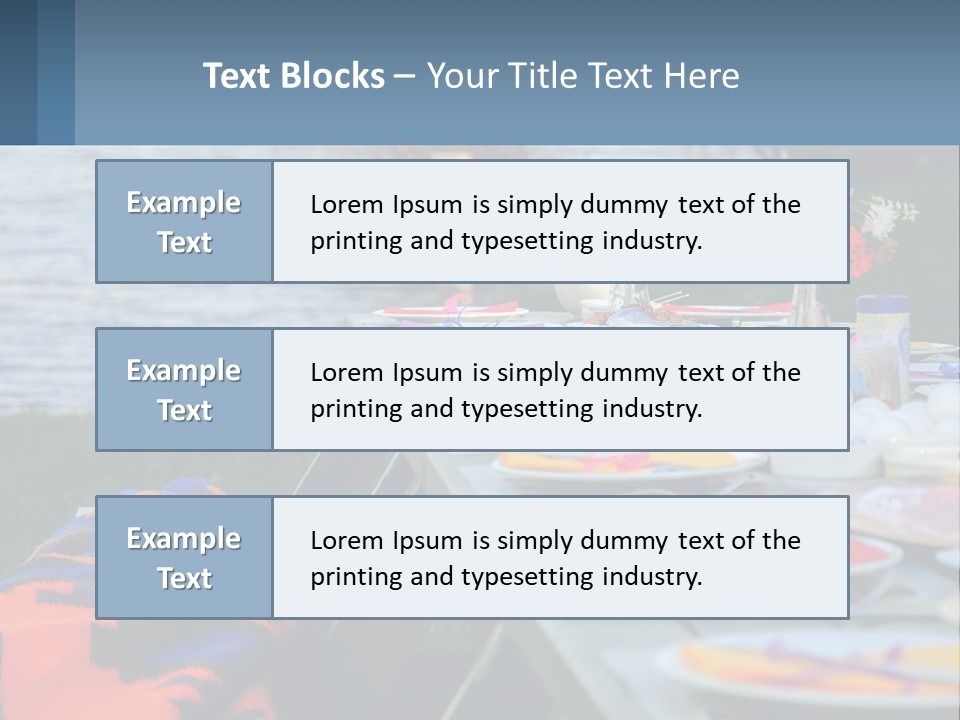 A Long Table With Plates On It With A Lake In The Background PowerPoint Template