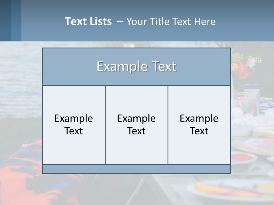 A Long Table With Plates On It With A Lake In The Background PowerPoint Template