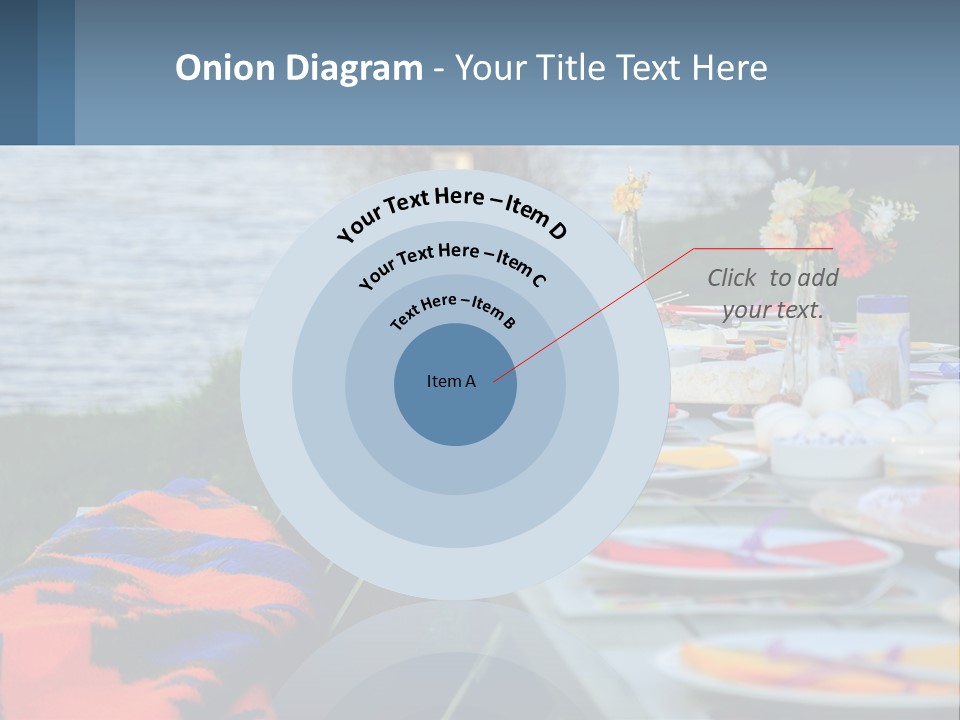 A Long Table With Plates On It With A Lake In The Background PowerPoint Template