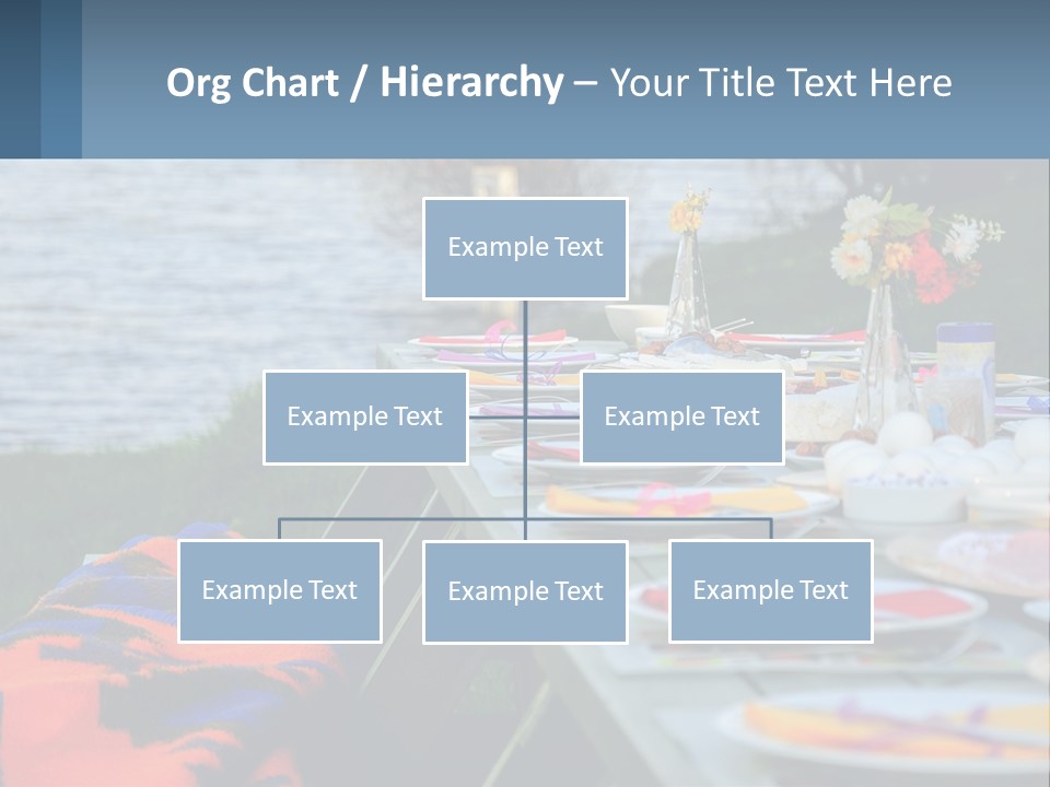 A Long Table With Plates On It With A Lake In The Background PowerPoint Template