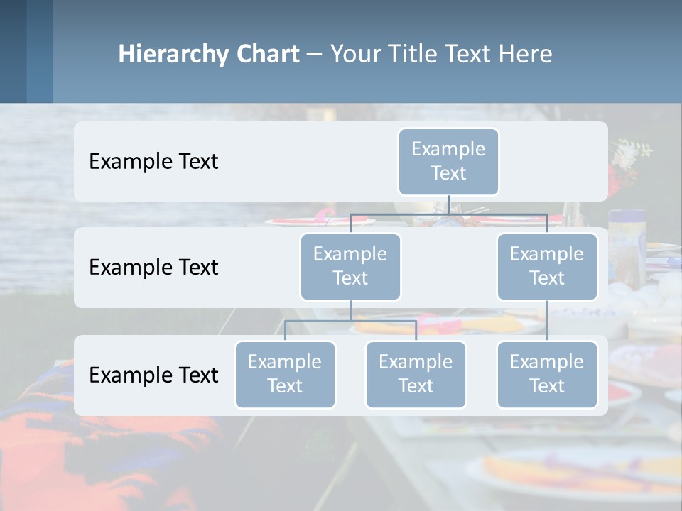 A Long Table With Plates On It With A Lake In The Background PowerPoint Template