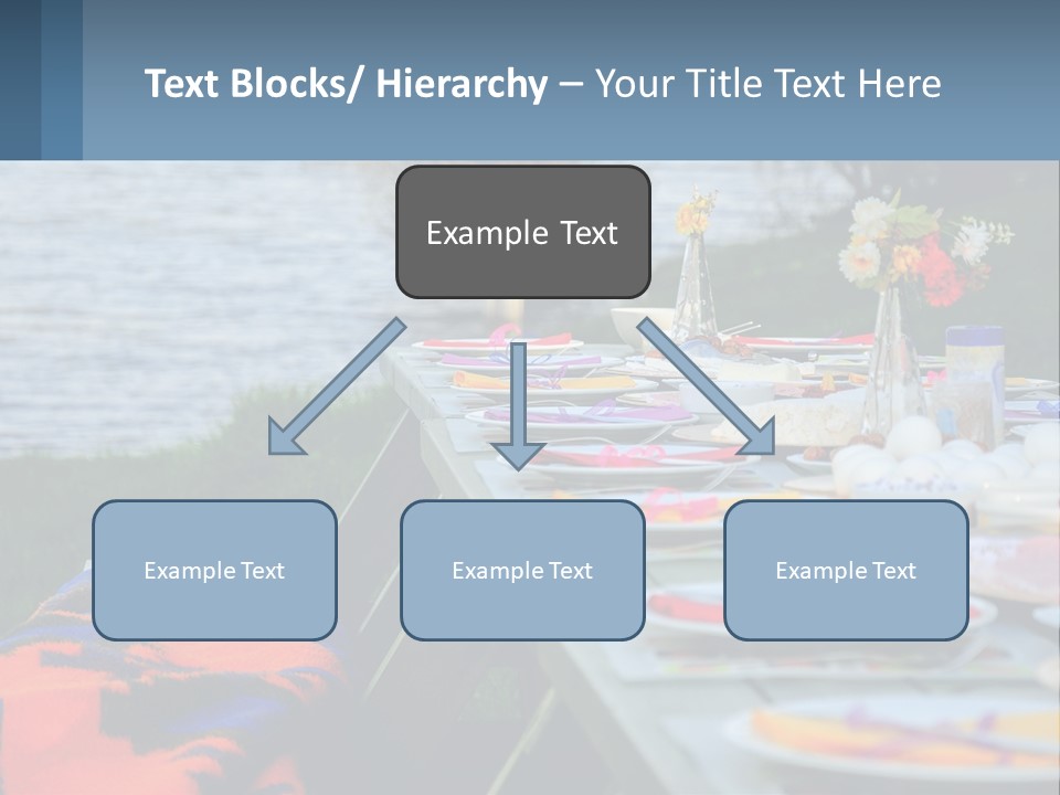 A Long Table With Plates On It With A Lake In The Background PowerPoint Template