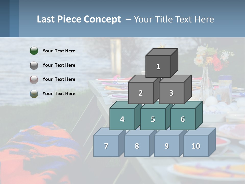 A Long Table With Plates On It With A Lake In The Background PowerPoint Template