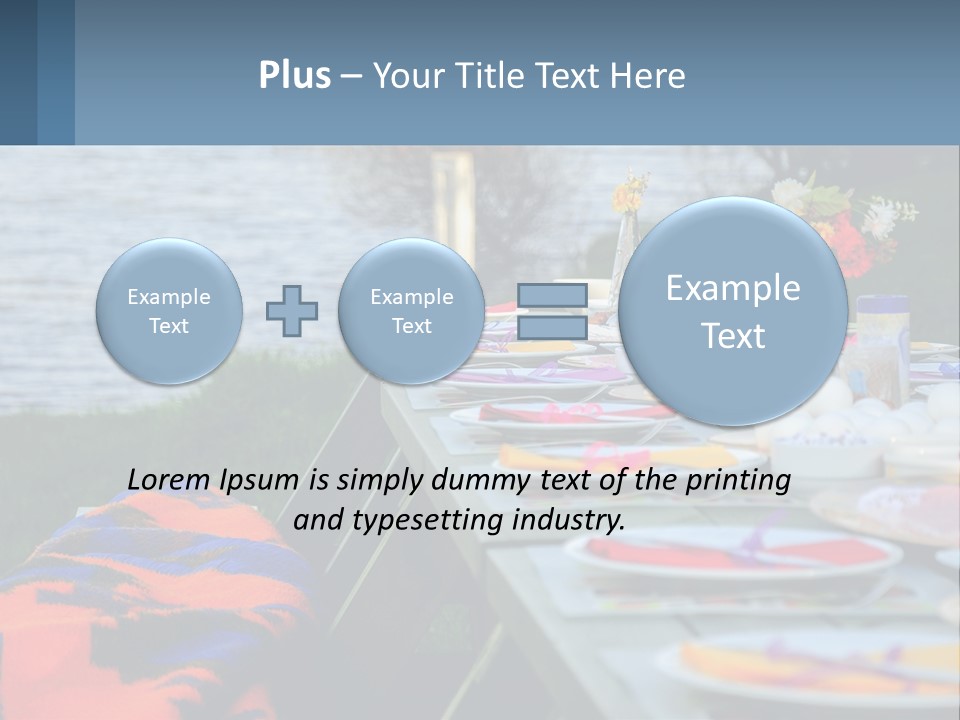 A Long Table With Plates On It With A Lake In The Background PowerPoint Template