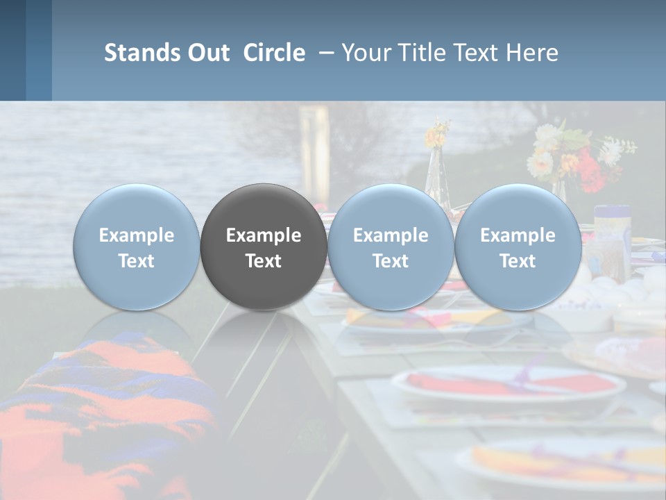 A Long Table With Plates On It With A Lake In The Background PowerPoint Template