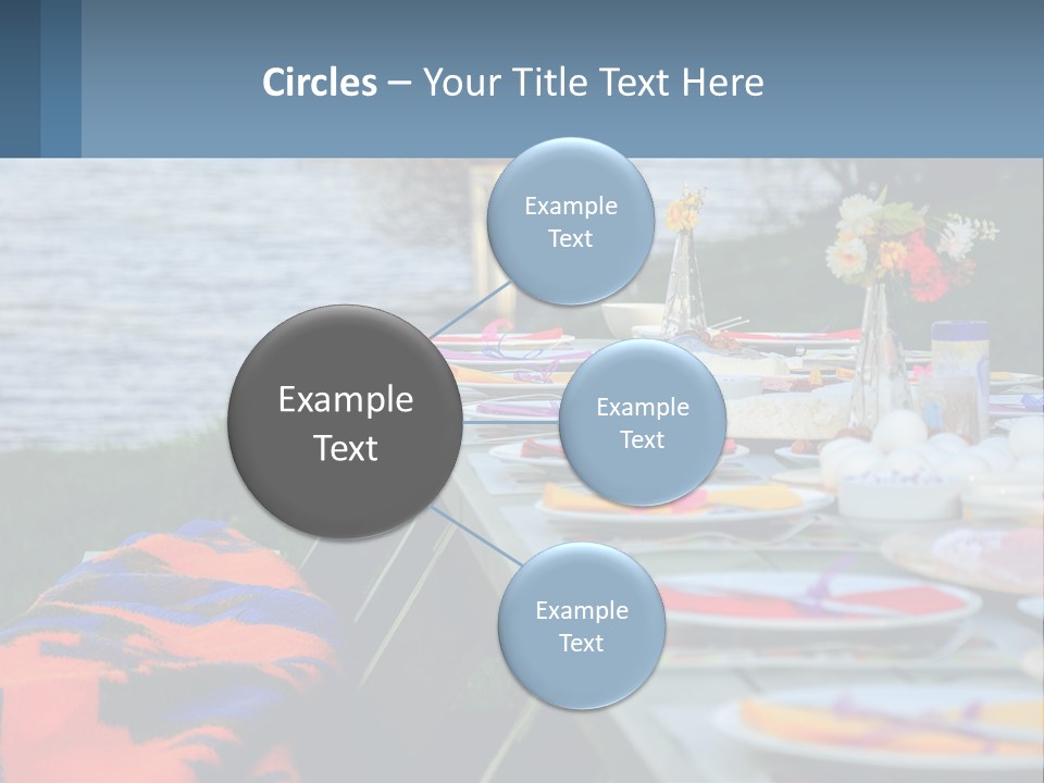 A Long Table With Plates On It With A Lake In The Background PowerPoint Template