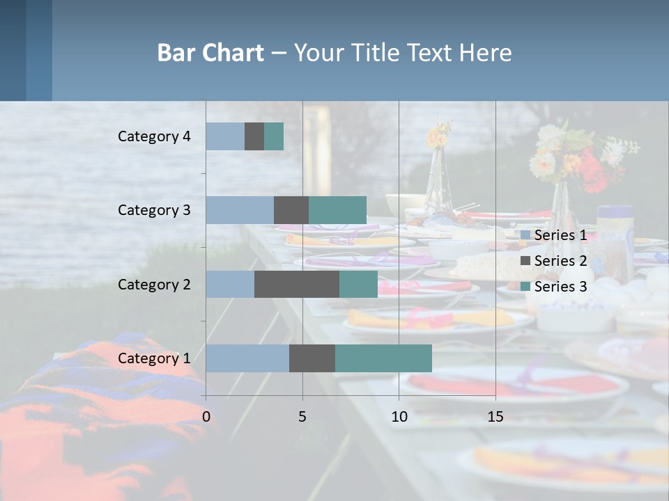 A Long Table With Plates On It With A Lake In The Background PowerPoint Template