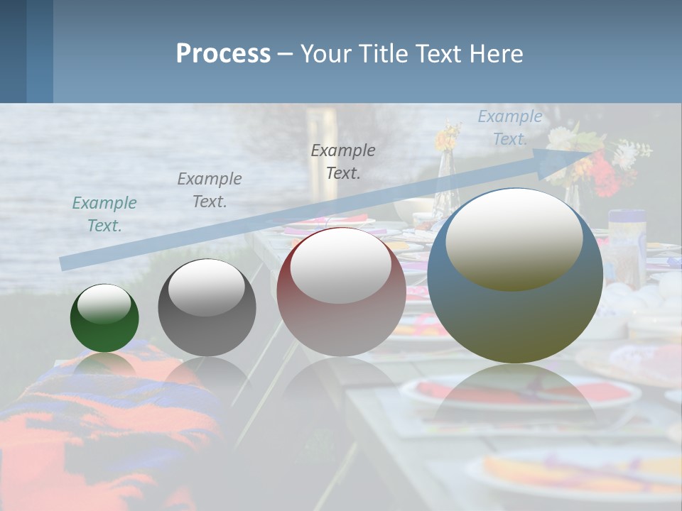 A Long Table With Plates On It With A Lake In The Background PowerPoint Template