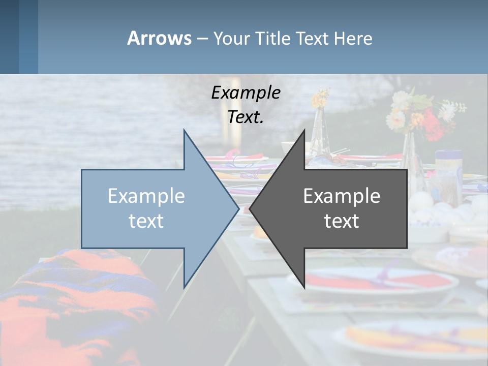 A Long Table With Plates On It With A Lake In The Background PowerPoint Template